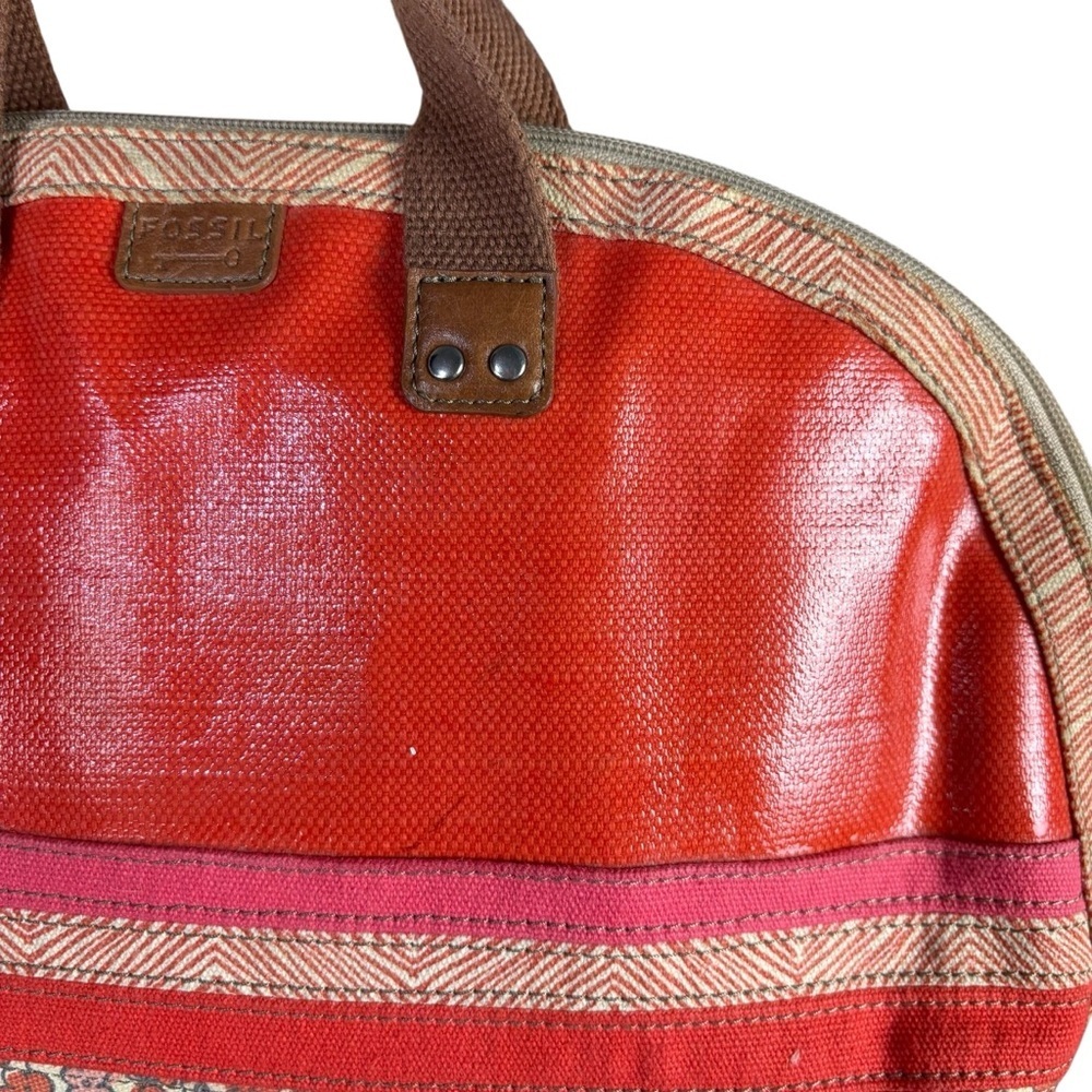 Fossil Key-Per Vintage Inspired Coated Canvas Dome Satchel – Orange Multi - Picture 6 of 15